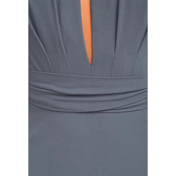 Lulus First Comes Love Denim Blue Backless Keyhole Cutout Maxi Dress Size M - Picture 6 of 11